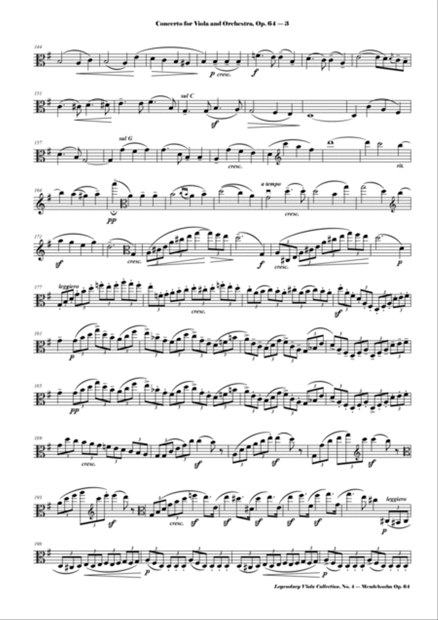 Mendelssohn - Viola Concerto, Op. 64 - Legendary Viola Collecton - No. 4 Viola Solo scores gallery preview page 4