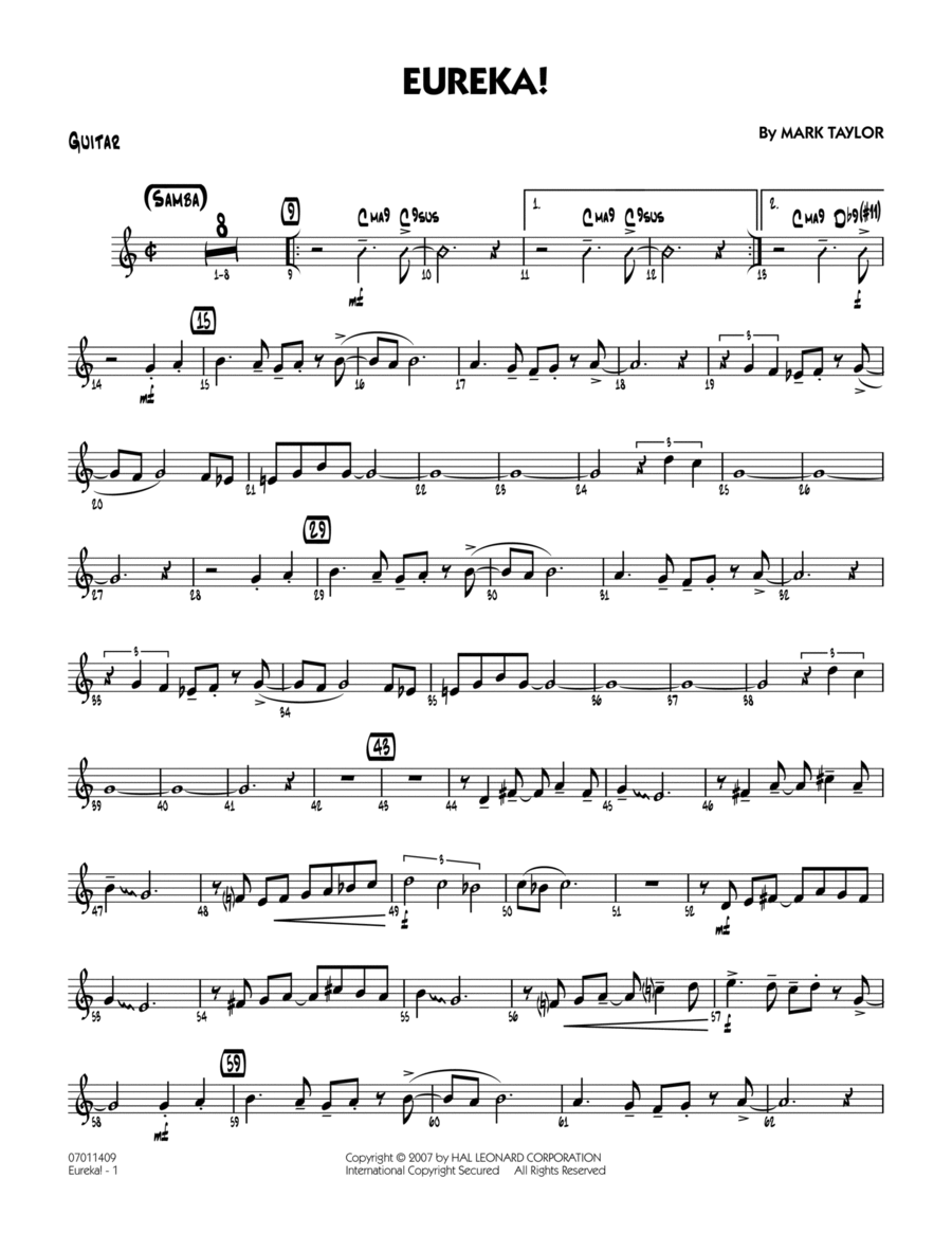 Eureka! - Guitar Part scores gallery preview page 1