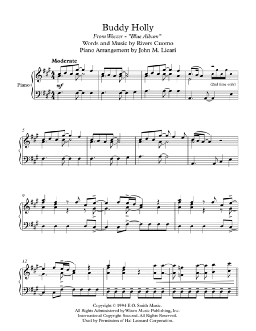 Buddy Holly Easy Piano scores gallery preview page 2