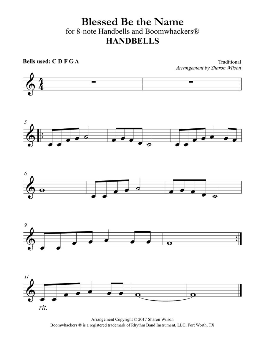 Ten Praise Choruses (for 8-note Bells and Boomwhackers with Black and White Notes) Handbell Choir scores gallery preview page 4