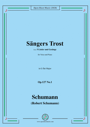 Book cover for Schumann-Sängers Trost Op.127 No.1,in G flat Major,for Voice and Piano