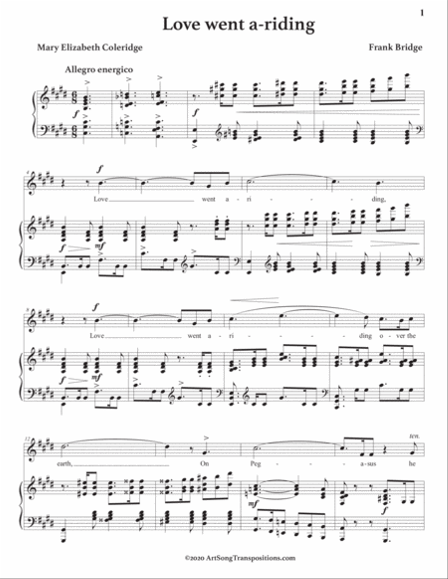 BRIDGE: Love went a-riding (transposed to E major) Voice scores gallery preview page 2