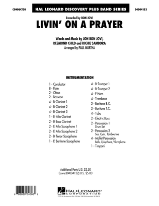 Book cover for Livin' On A Prayer - Conductor Score (Full Score)