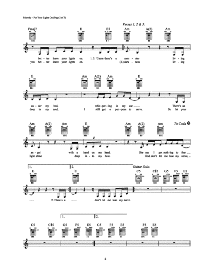 Put Your Lights On Easy Guitar scores gallery preview page 2