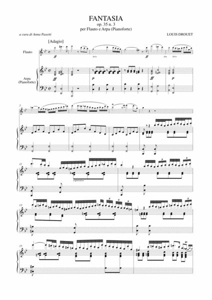 Fantasia Op. 35 No. 3 for Flute and Harp (Piano)