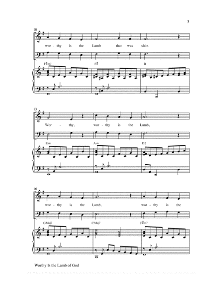 Worthy Is the Lamb of God (Revelation 5:12) 4-Part scores gallery preview page 4