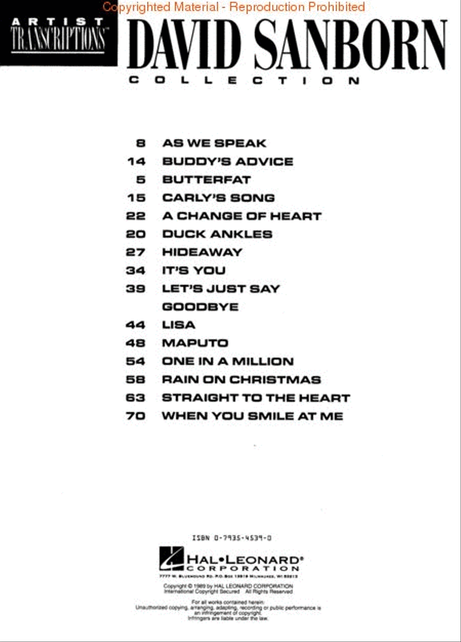 David Sanborn Collection David Sanborn Collection Soprano Saxophone scores gallery preview page 2