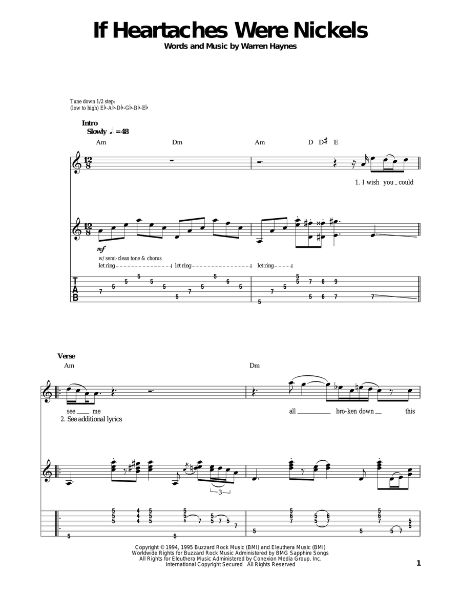If Heartaches Were Nickels Acoustic Guitar scores gallery preview page 1