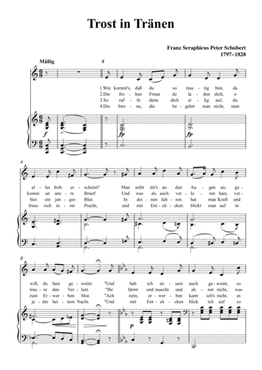 Schubert-Trost in Tränen,in C Major,for Voice&Piano image number null