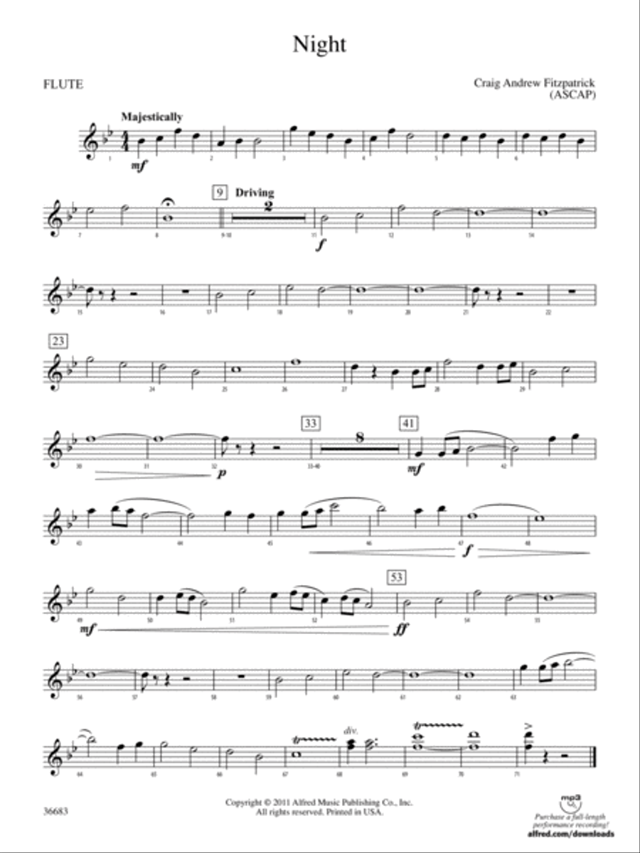 Night: Flute Concert Band scores gallery preview page 1