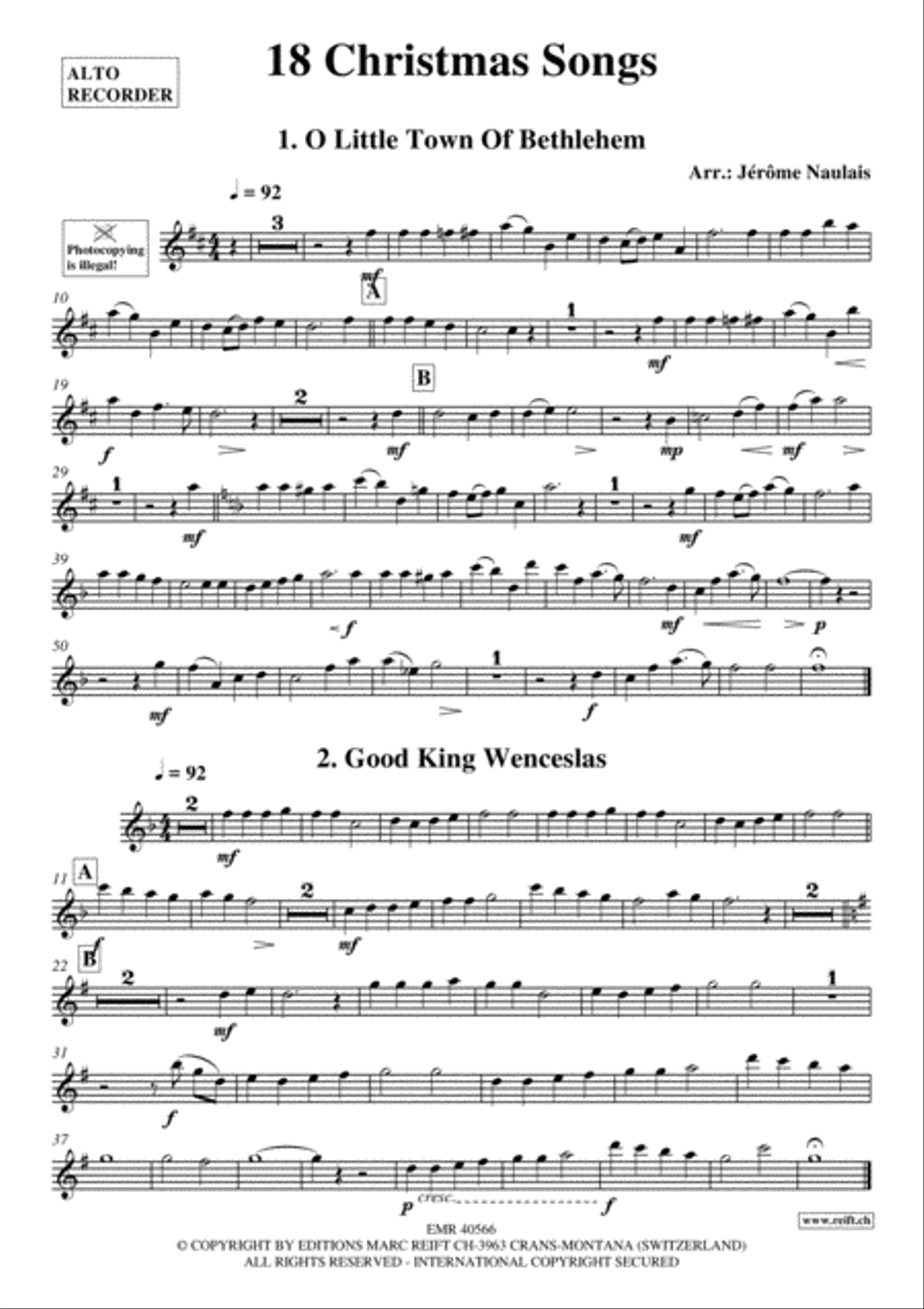18 Christmas Songs Alto Recorder scores gallery preview page 2