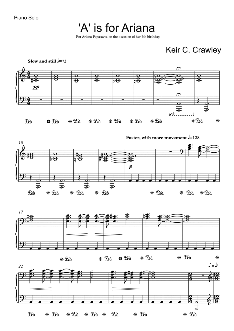 A is for Ariana Piano Solo scores gallery preview page 1