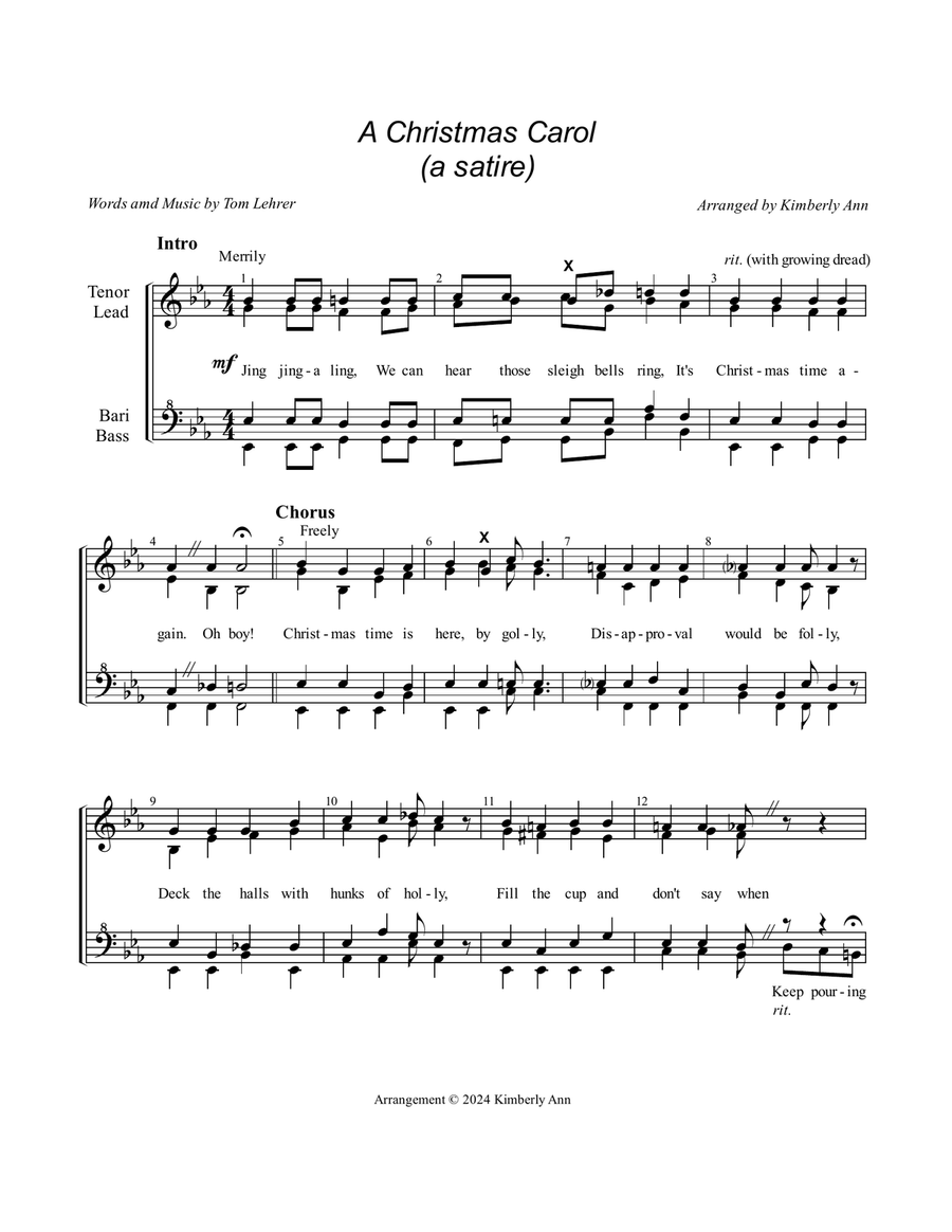 A Christmas Carol SSAA scores gallery preview page 1