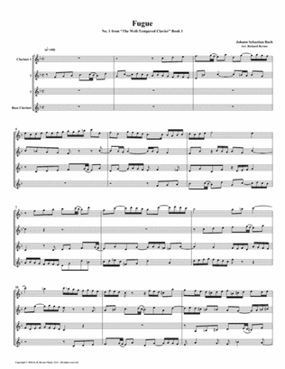 Fugue 01 from Well-Tempered Clavier, Book 1 (Clarinet Quartet)
