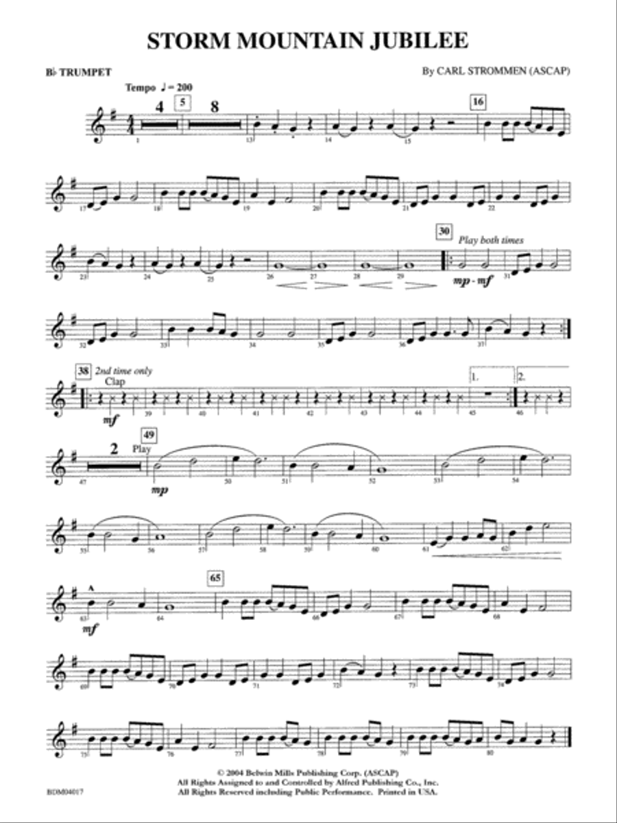 Storm Mountain Jubilee: 1st B-flat Trumpet Concert Band scores gallery preview page 1