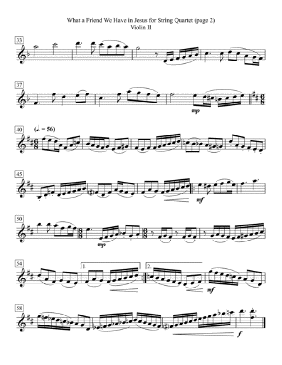 What a Friend We Have in Jesus for String Quartet String Quartet scores gallery preview page 4