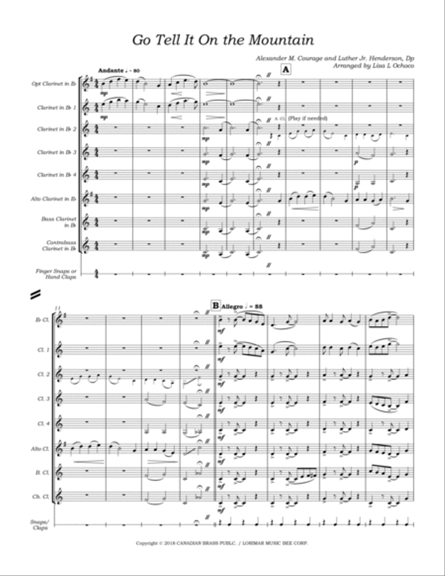 Go Tell It On The Mountain Clarinet Choir scores gallery preview page 5