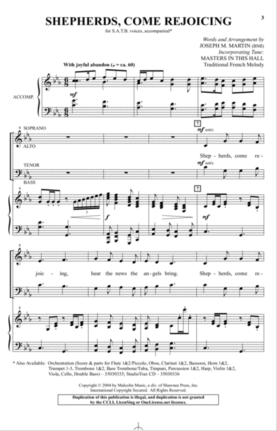 Shepherds, Come Rejoicing 4-Part scores gallery preview page 1
