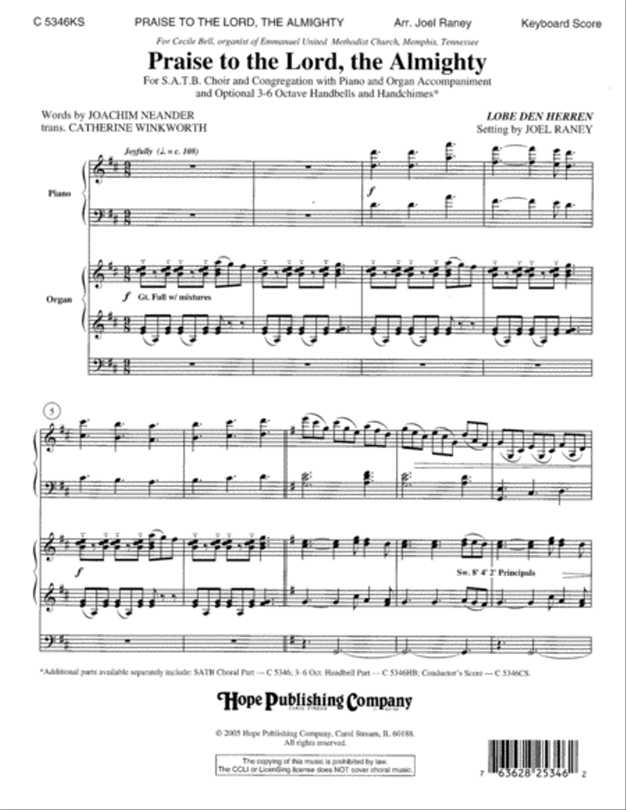Praise to the Lord, the Almighty Piano scores gallery preview page 1