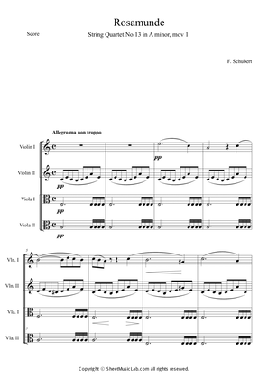 Book cover for String Quartet No.13, D 804 "Rosamunde" mov.1