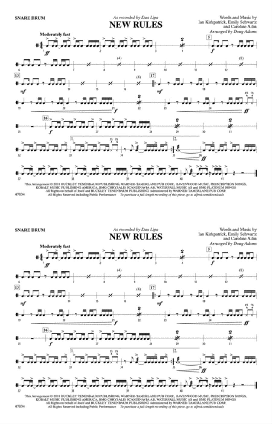 New Rules: Snare Drum Marching Band scores gallery preview page 1