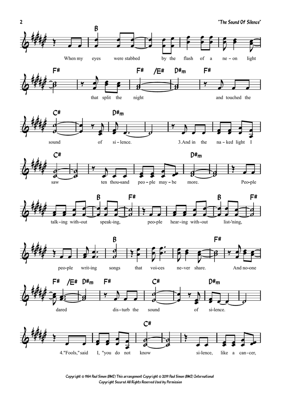 The Sound Of Silence Piano scores gallery preview page 5