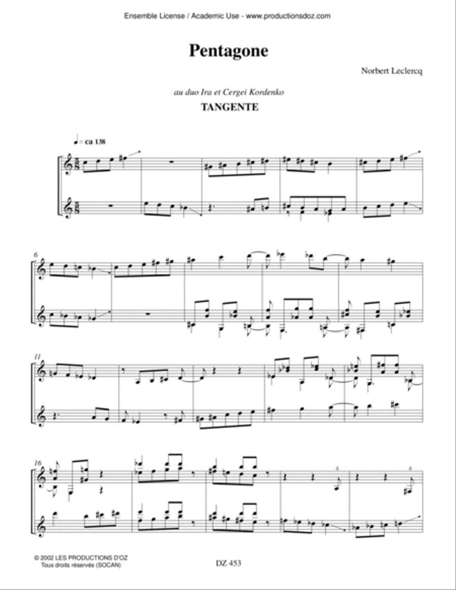 Pentagone - Tangente Classical Guitar scores gallery preview page 3