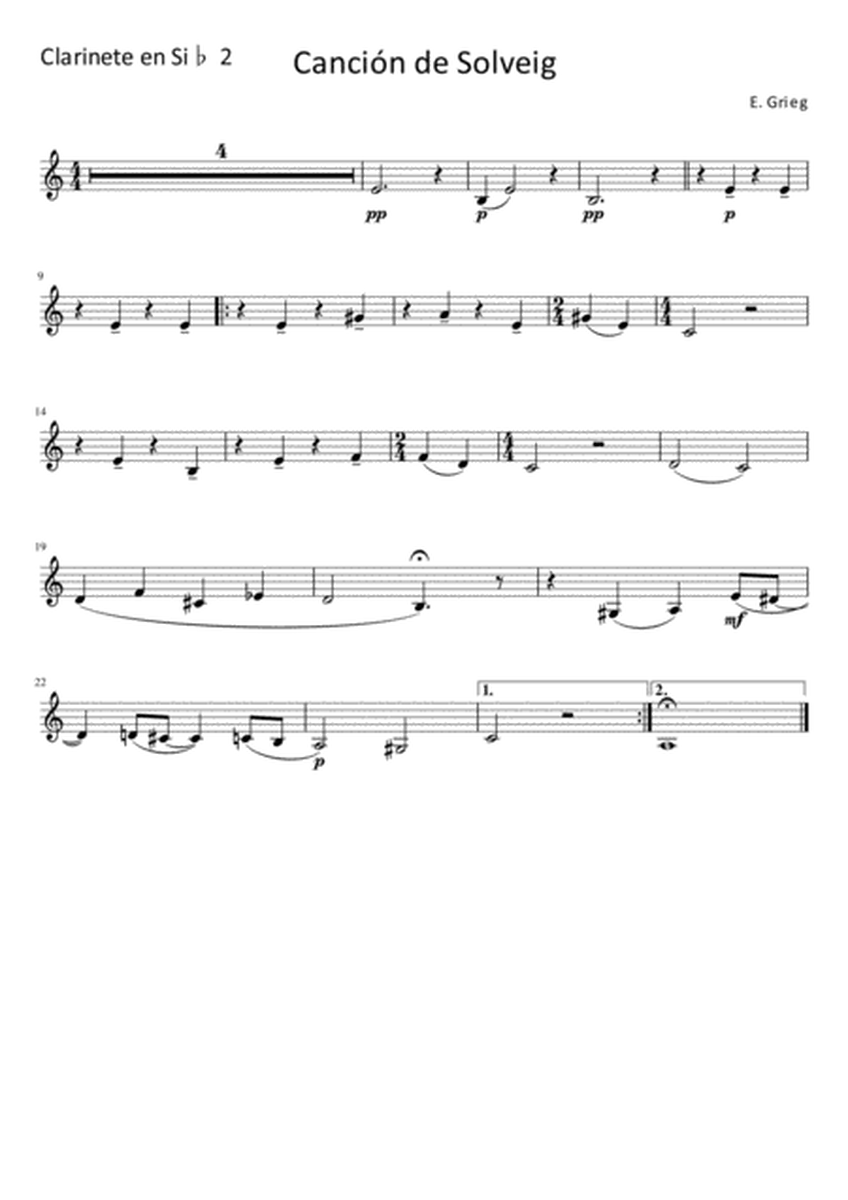 Solveig Song (easy 3 Clarinets arrangement) image number null
