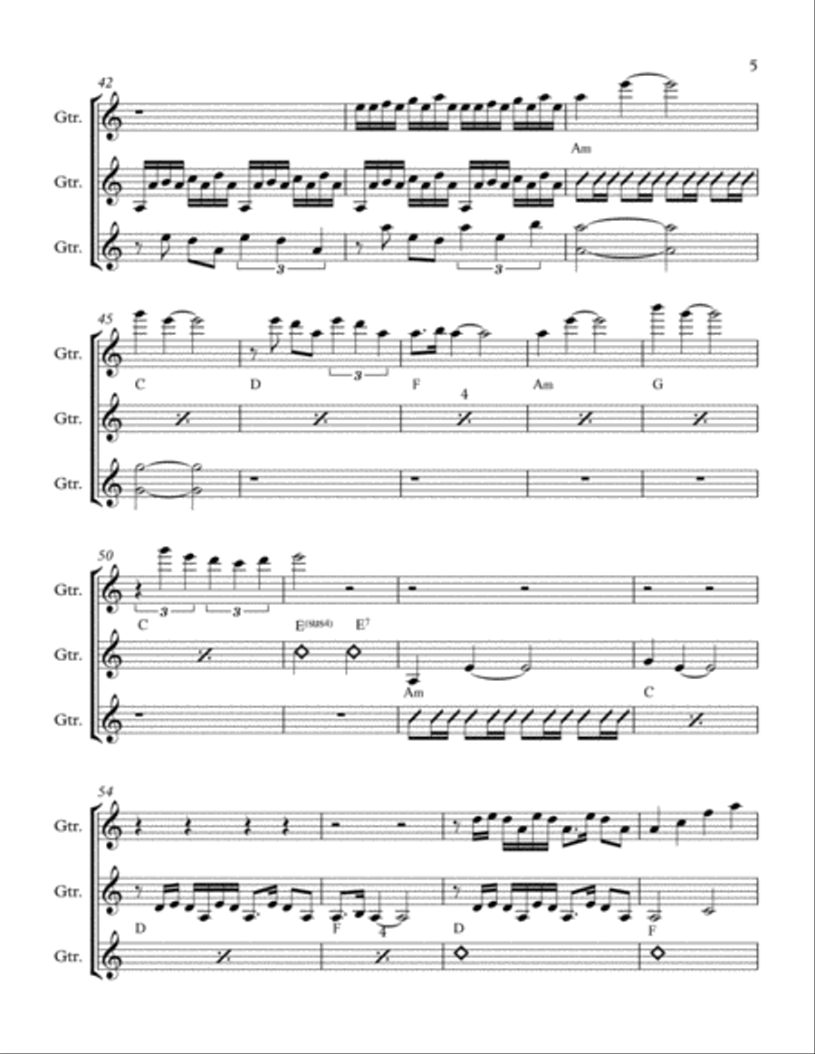The Ecstasy Of Gold from THE GOOD, THE BAD AND THE UGLY Guitar Ensemble scores gallery preview page 5
