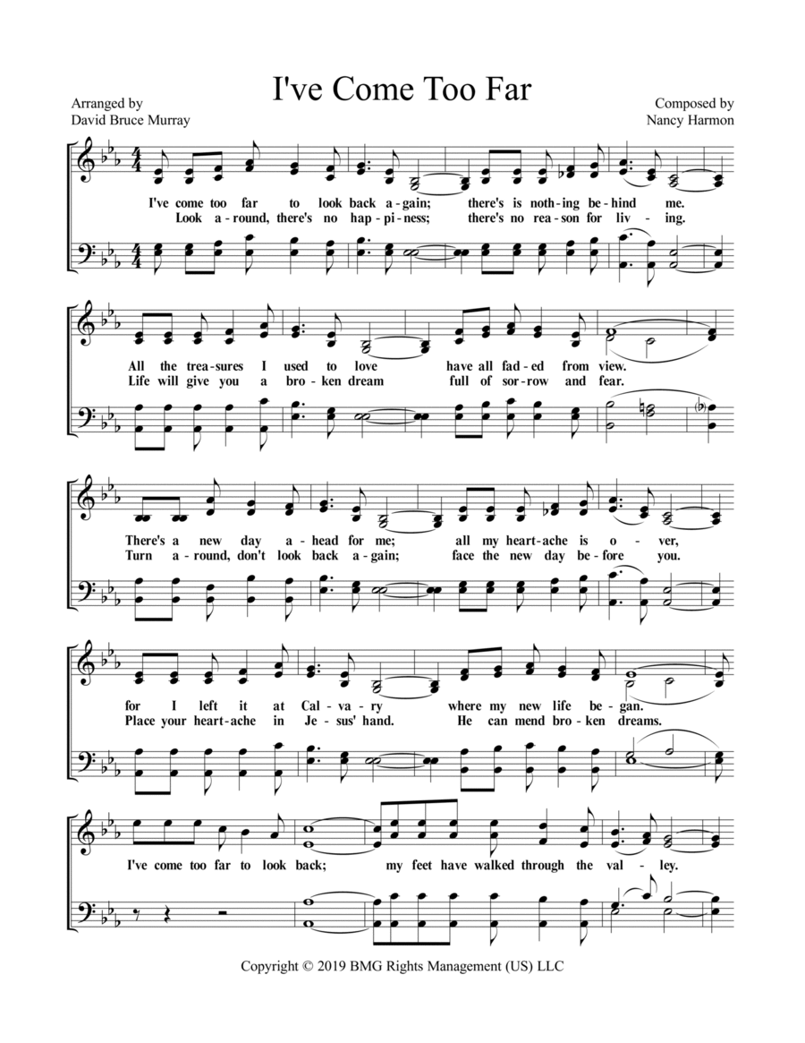 I'VE Come Too Far 4-Part scores gallery preview page 1