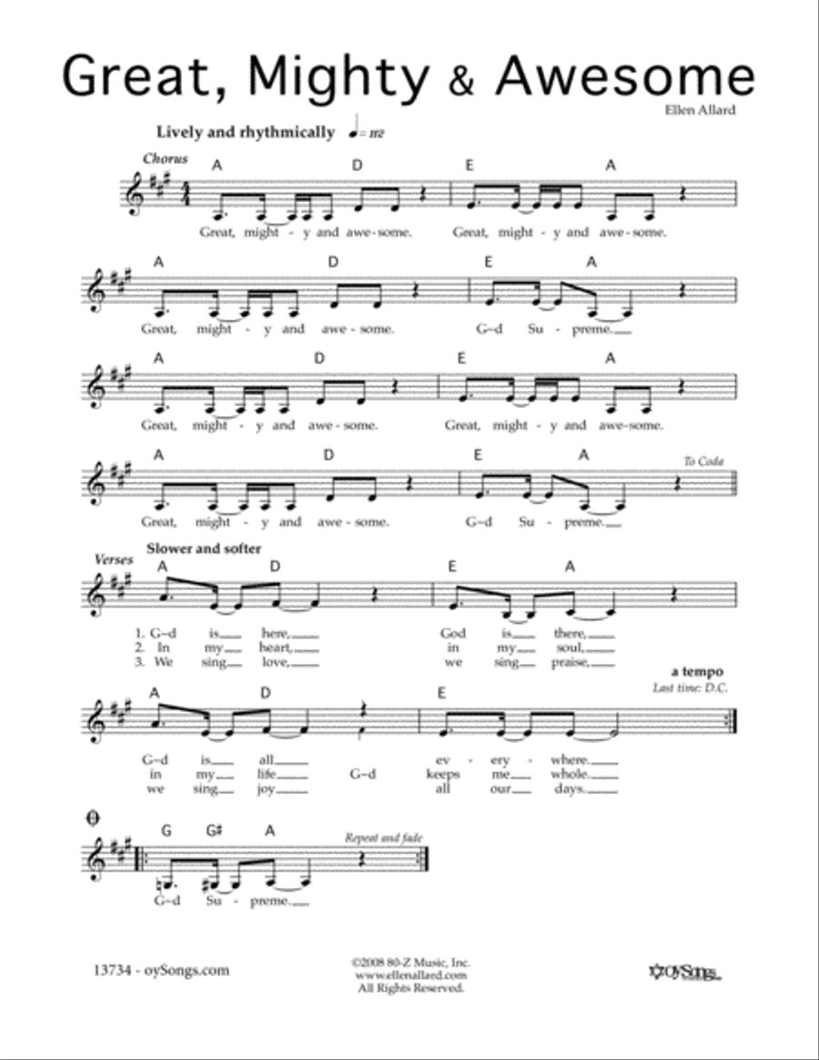 Great Mighty and Awesome Great Mighty and Awesome Piano scores gallery preview page 1