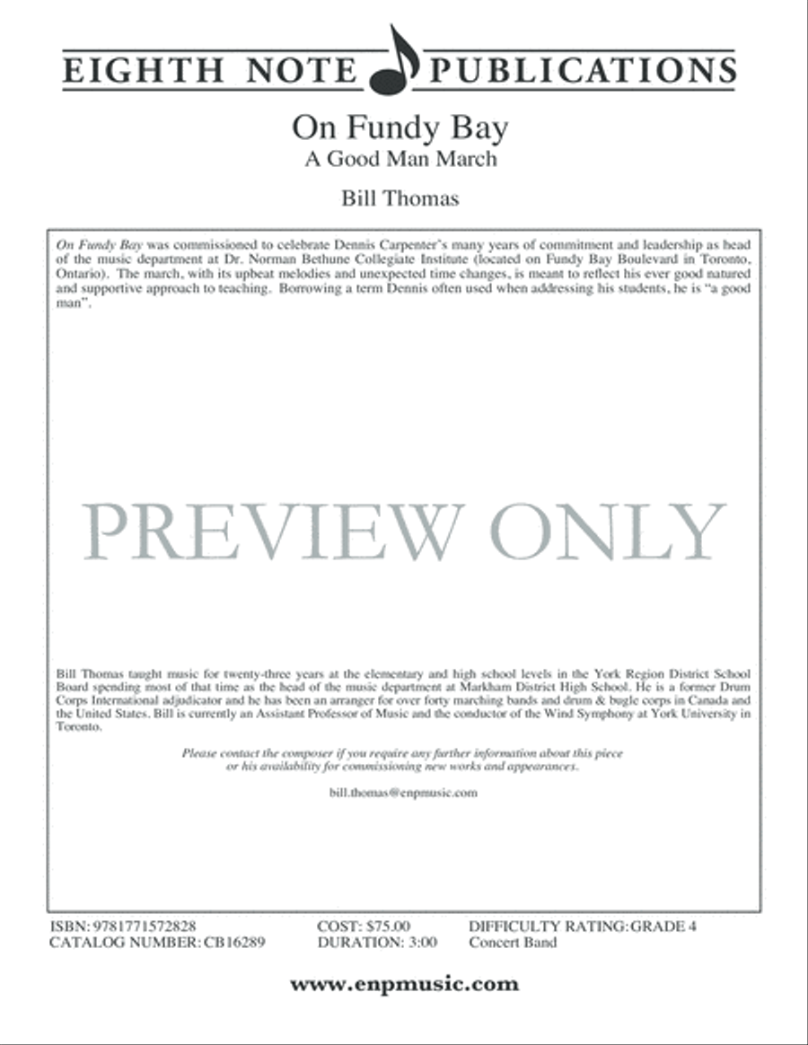 On Fundy Bay Concert Band scores gallery preview page 3