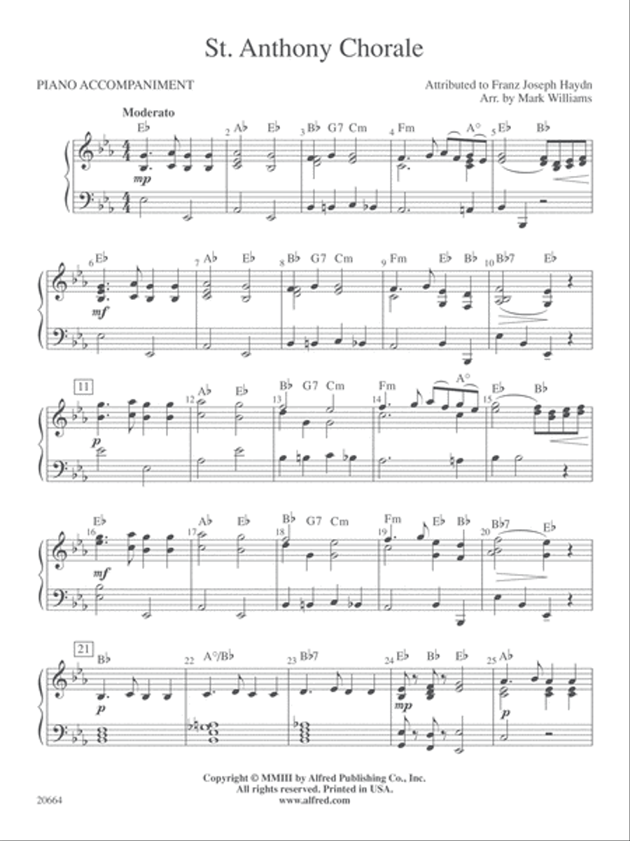 St. Anthony Chorale: Piano Accompaniment Concert Band scores gallery preview page 1
