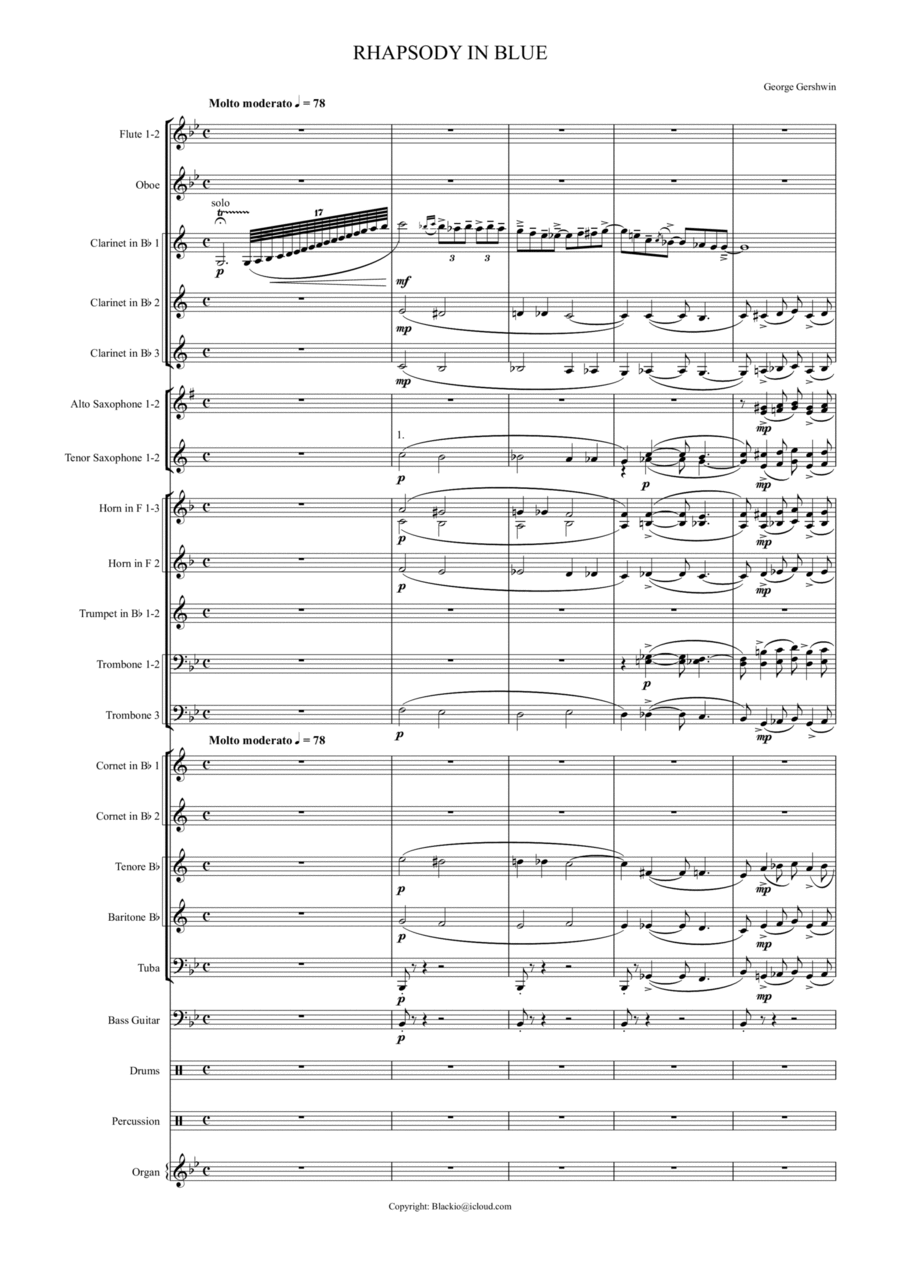 RHAPSODY IN BLUE Concert Band scores gallery preview page 1