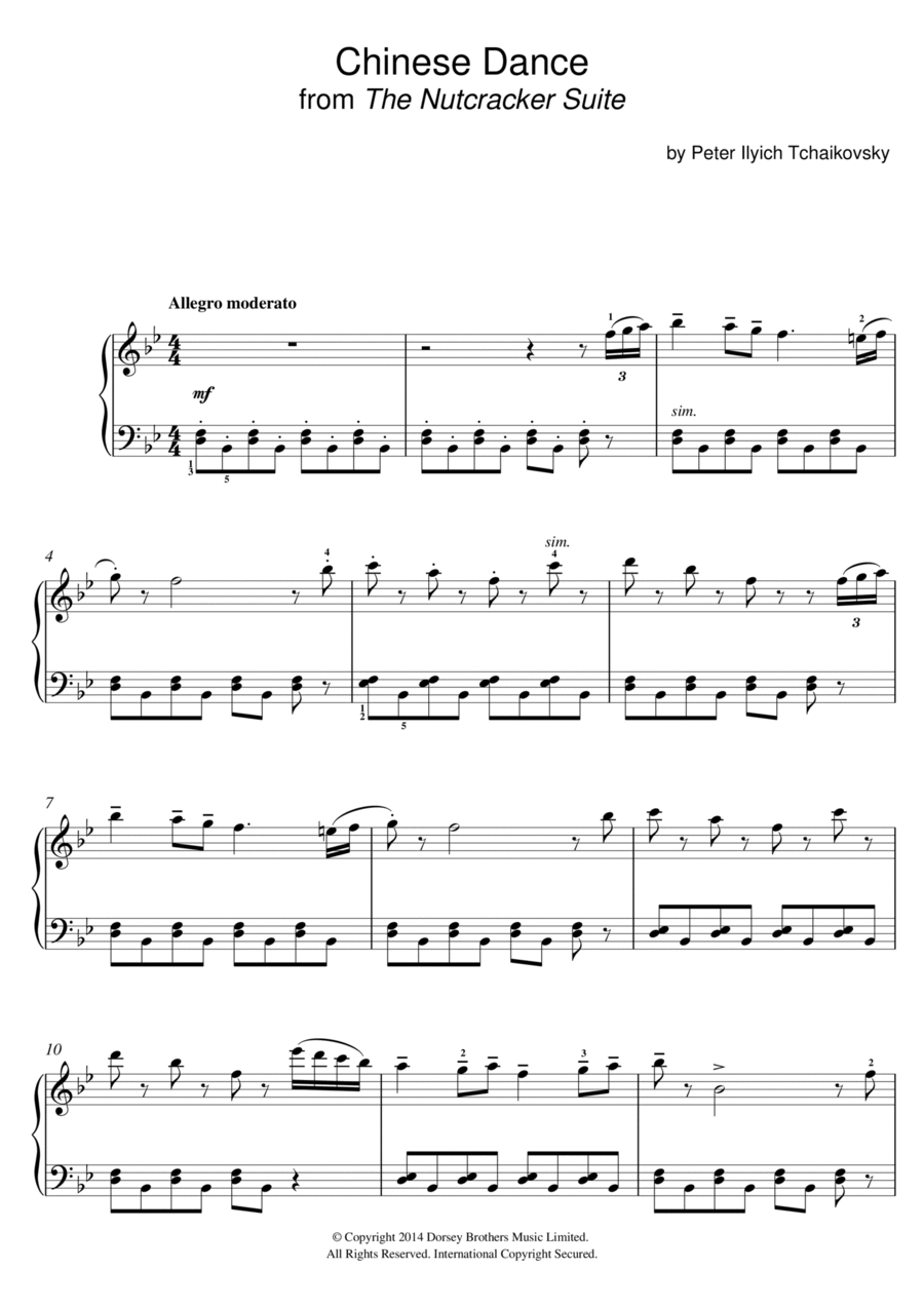 Chinese Dance (from The Nutcracker Suite) Easy Piano scores gallery preview page 1