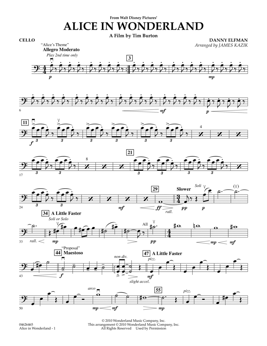 Alice In Wonderland - Cello Orchestra scores gallery preview page 1