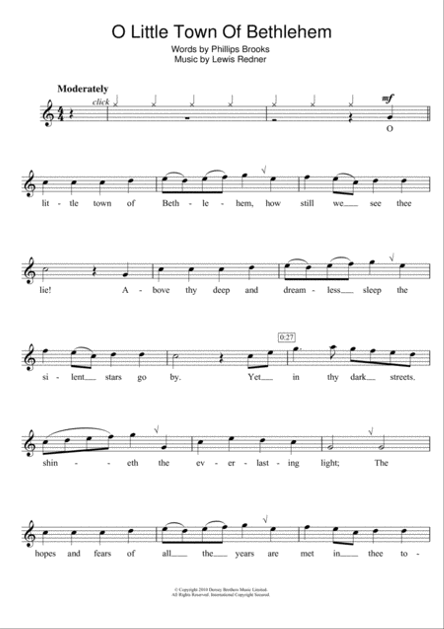 O Little Town Of Bethlehem Flute Solo scores gallery preview page 1