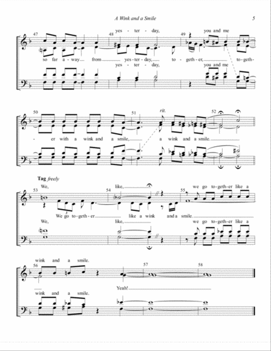 A Wink And A Smile (arr. Kim Brittain) 4-Part scores gallery preview page 5