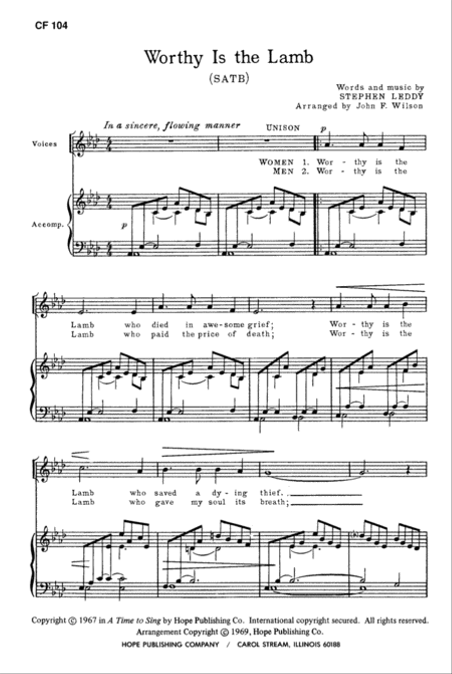 Worthy Is the Lamb 4-Part scores gallery preview page 2