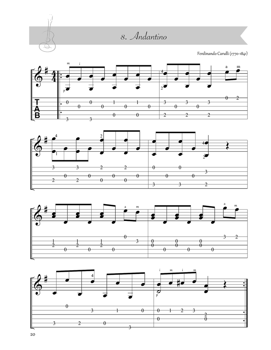 Andantino (Ferdinando Carulli) Classical Guitar scores gallery preview page 1