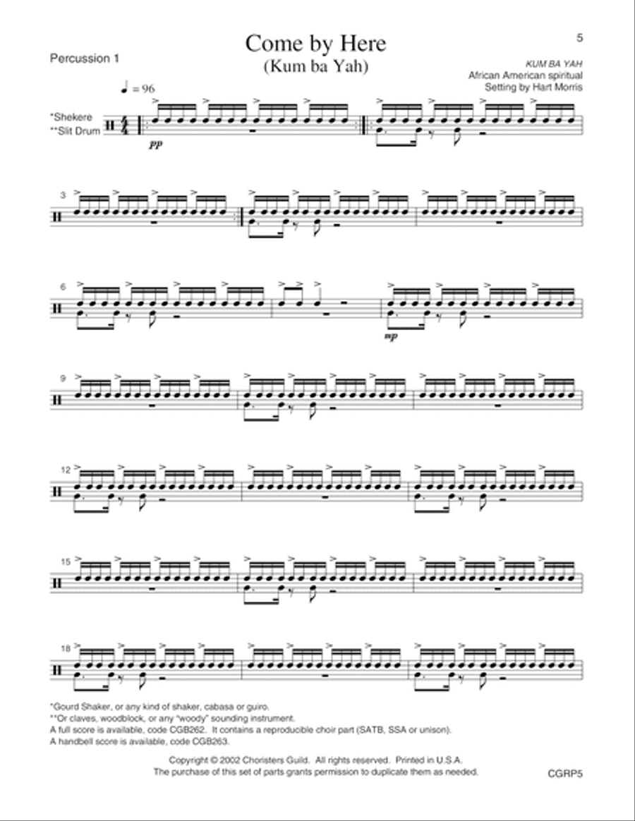 Come by Here Kum ba Yah Reproducible Parts Voice scores gallery preview page 5