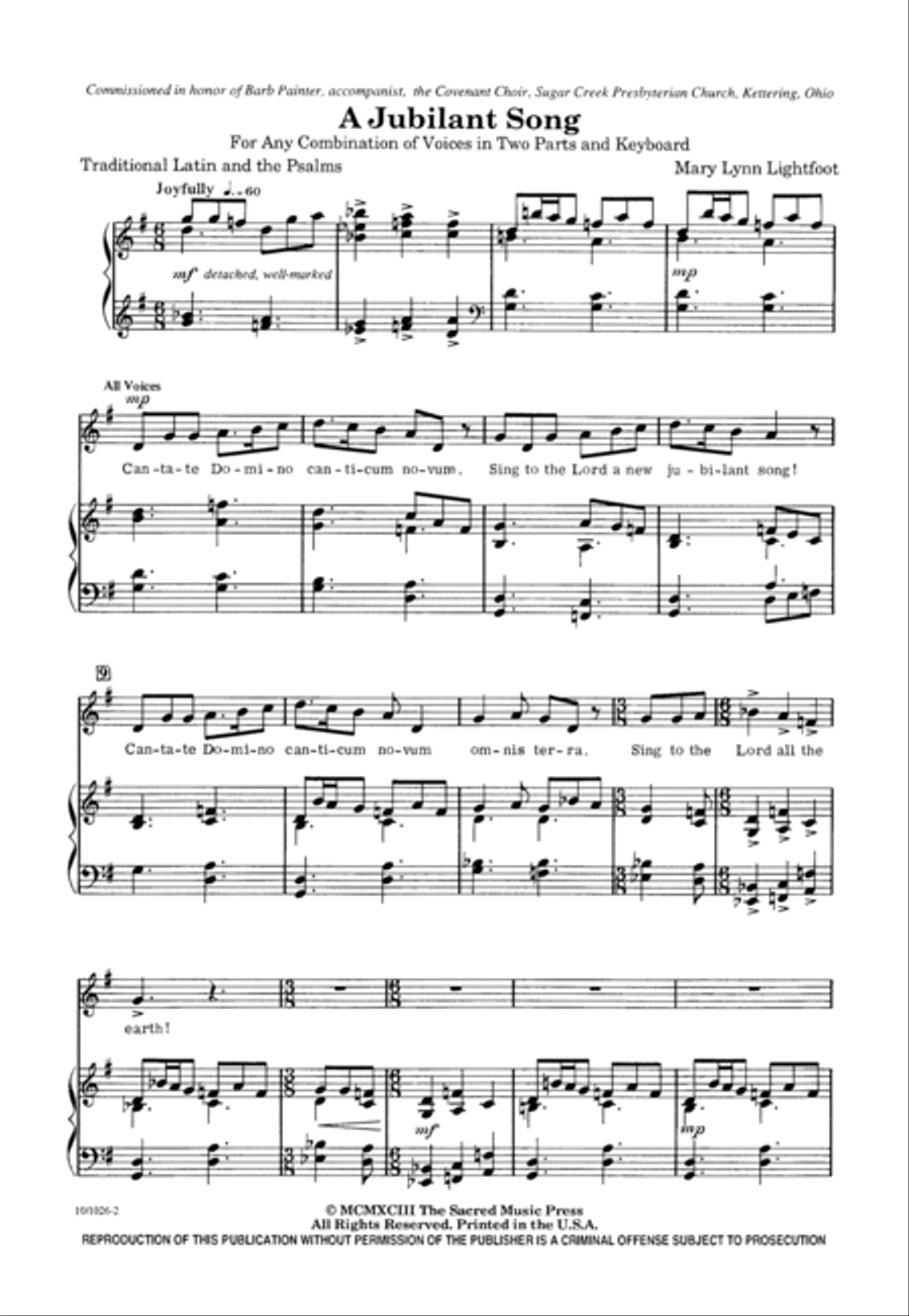 A Jubilant Song A Jubilant Song 2-Part scores gallery preview page 2