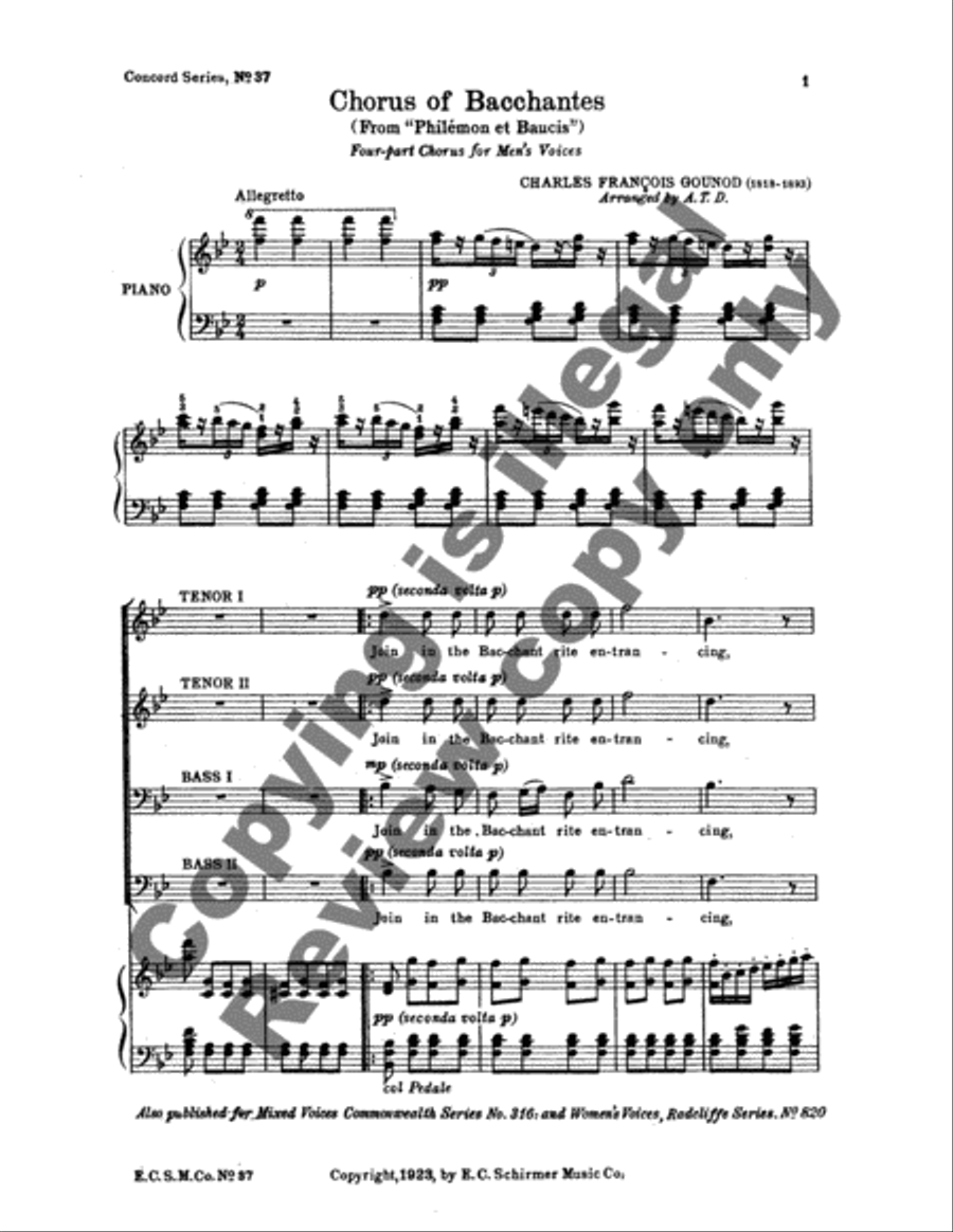 Philemon et Baucis: Bacchantes Chorus TTBB scores gallery preview page 3