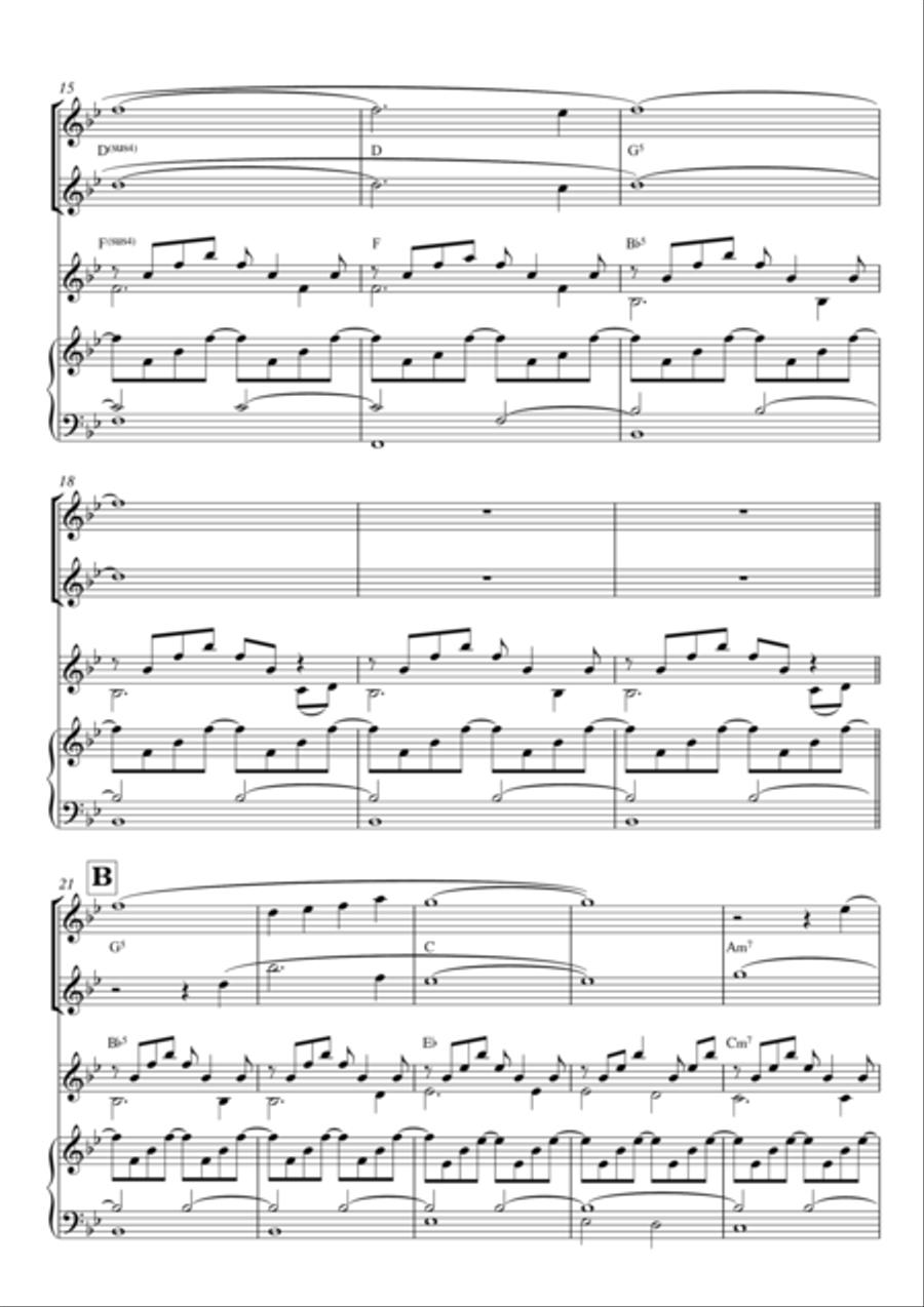 Instrumental Interlude 2'48 for 2 flutes, guitar and/or piano by Simon Peberdy Small Ensemble scores gallery preview page 3