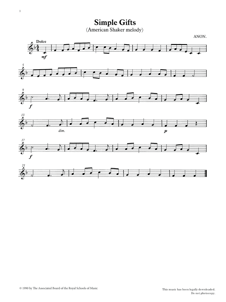 Simple Gifts from Graded Music for Tuned Percussion, Book I Percussion scores gallery preview page 1
