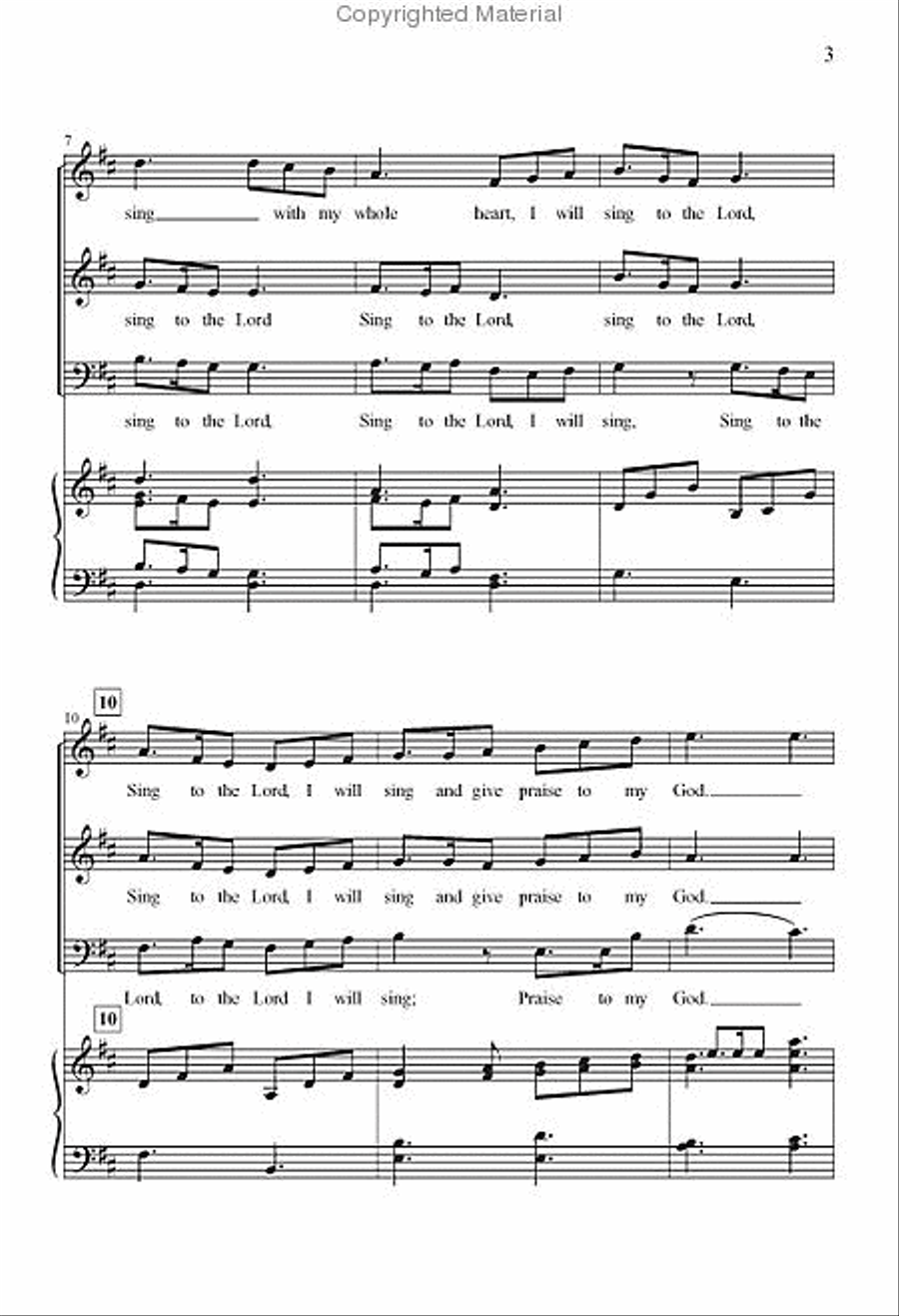 I Will Sing to the Lord I Will Sing to the Lord 3-Part scores gallery preview page 3