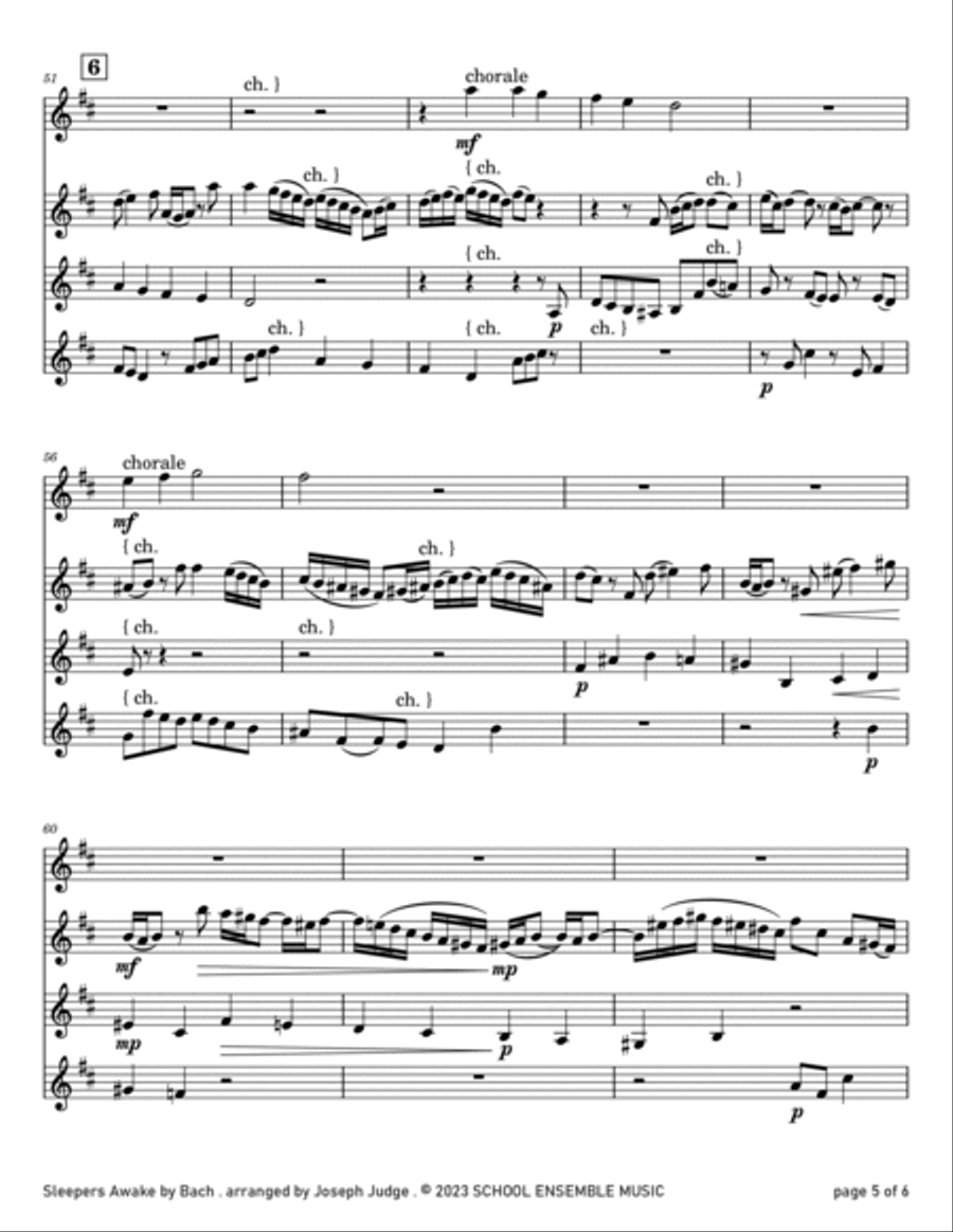 Sleepers Awake by Bach for Clarinet Quartet in Schools Clarinet Quartet scores gallery preview page 5