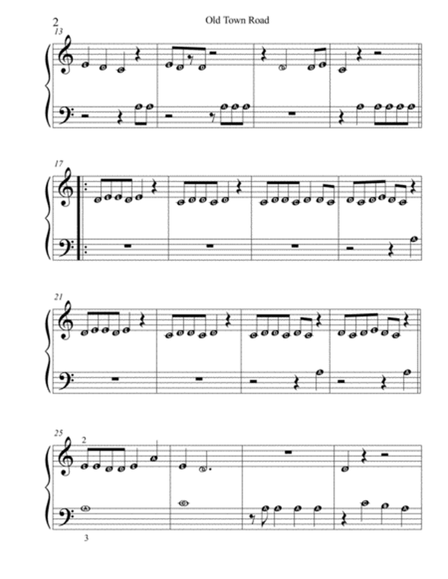 Old Town Road (remix) - pre-reading piano with note names image number null