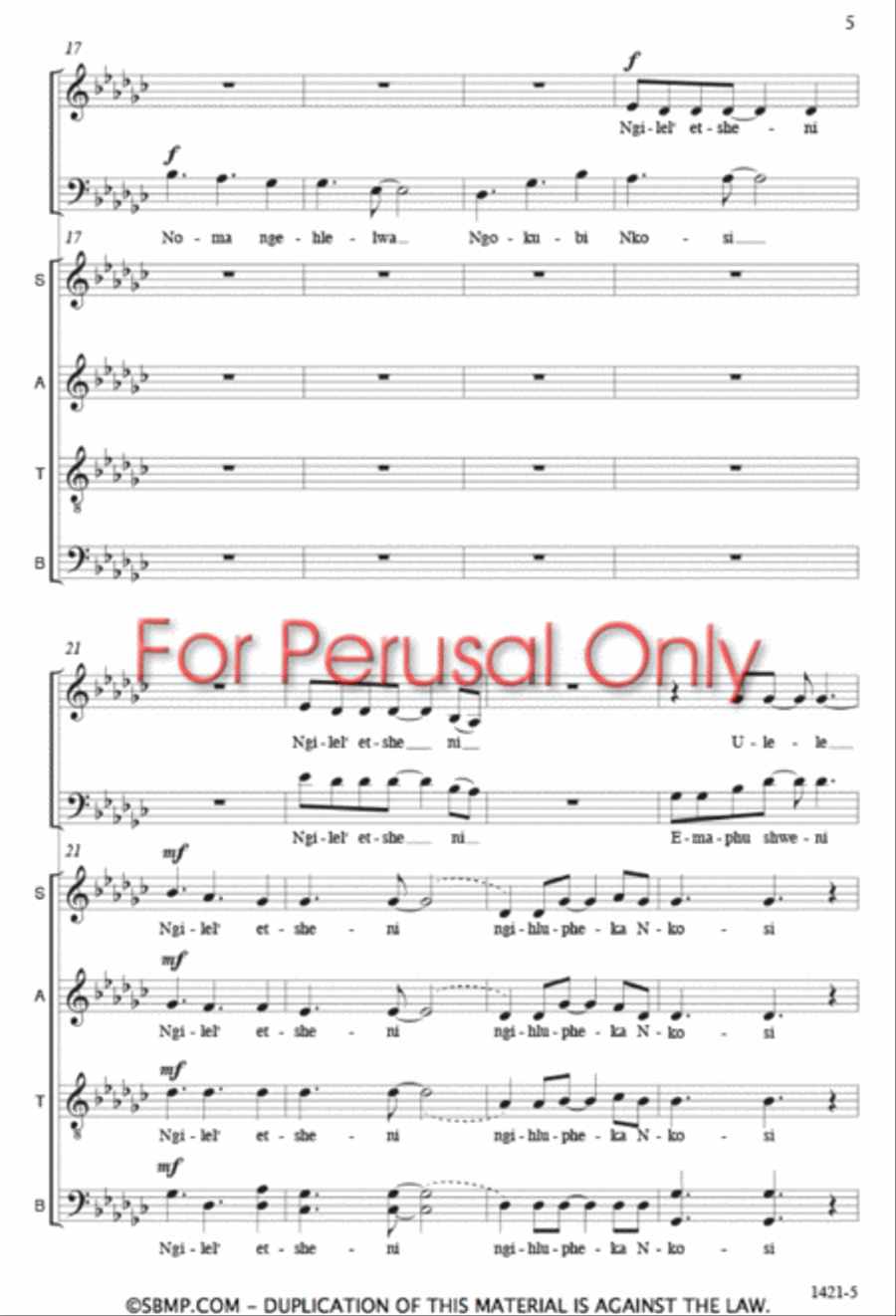 Mangisondele Nkosi Yam - SATB Octavo 4-Part scores gallery preview page 4