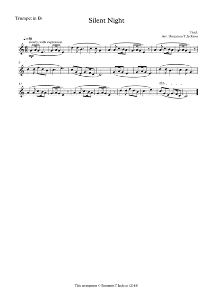 Silent Night - Trumpet in Bb B-Flat Trumpet scores gallery preview page 2